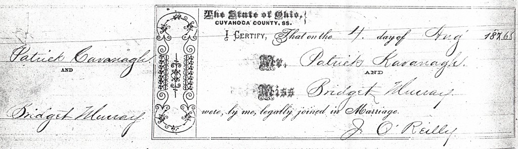 1868-08-04-Marriage Certificate Patrick Kavanaugh Bridget Murray