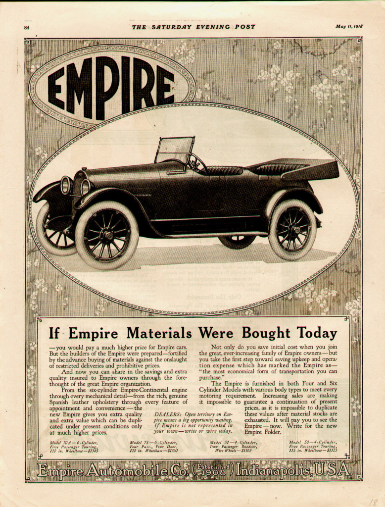 1918 Empire Car Ad from The Saturday Evening Post