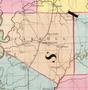 1839 Map of Carroll County, MS