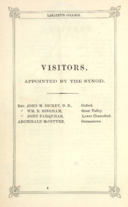 1858 US School Catalogs, LaFayette College, for Reverend John Farquhar