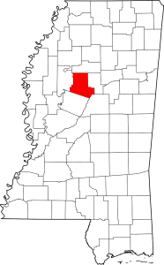 County Map of Mississippi highlighting Carroll County