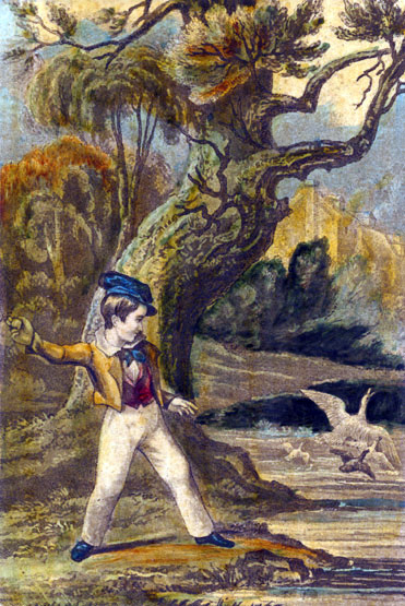 Boy Throwing Stones At Duck, Baxter Print
