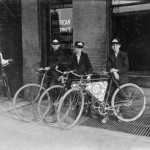 Hine, Lewis Wickes, Four ADT messenger boys, with bicycles, Indianapolis, Indiana, August 1908