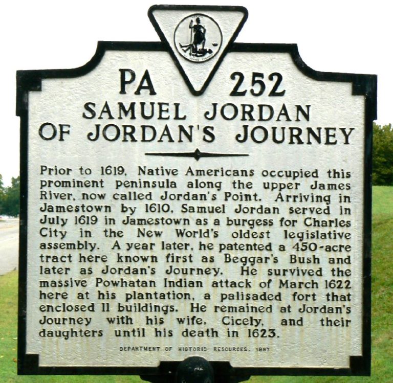 Historic marker at location of Jordan's Journey