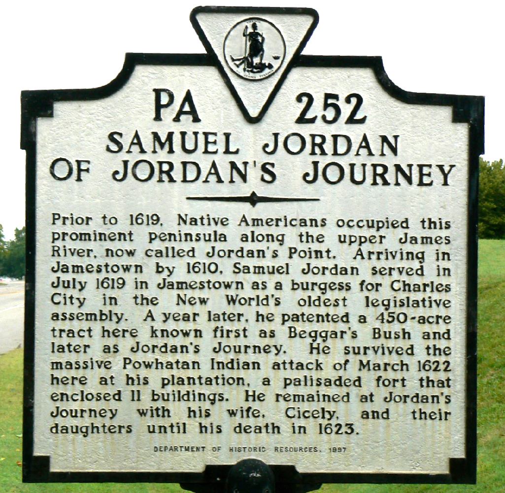 Historic marker at location of Jordan's Journey