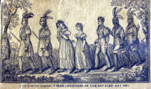 Indians walking in file with a captive man and two captive women, LOC