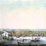 New-York von der Seeseite aus gesehen--Des auswanderers Sehnsucht, druck v J Hesse in Berlin 1850