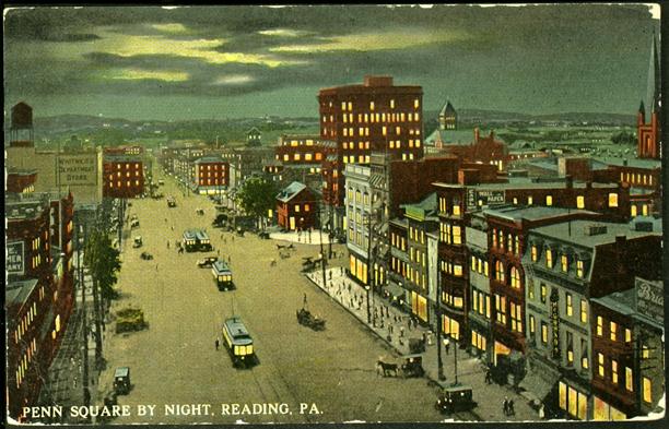 Penn Square by Night, Reading, PA