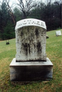 St Johns Union Cemetery April 2001 Maria Mehrkam 1828-1921