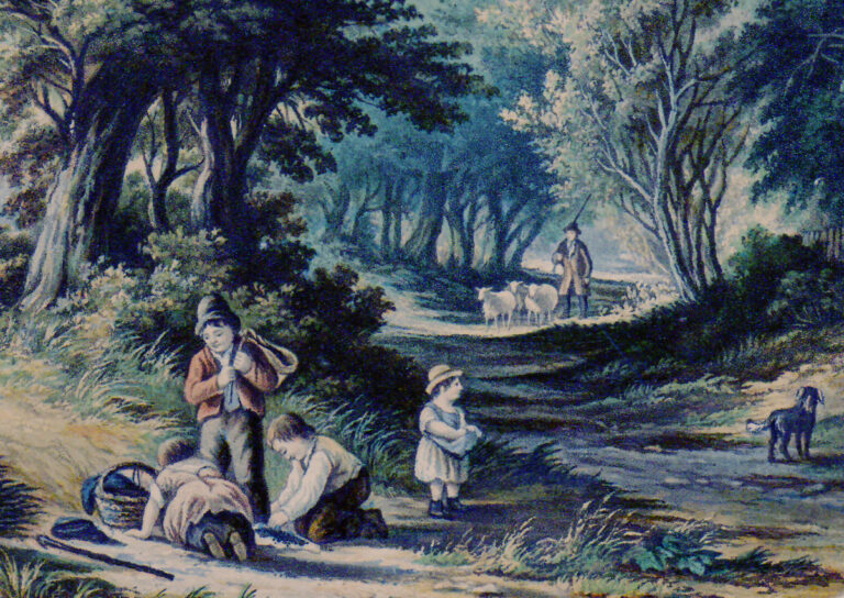 The Blackberry Gatherers, LeBlond Oval Print