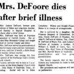 The Greenwood Commonwealth (Greenwood, MS) Mon Jan 20, 1975, p1, Mrs DeFoore Dies