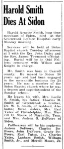 The Greenwood Commonwealth (Greenwood, MS) Mon May 21, 1956, p1 Harold Arnette Smith Dies