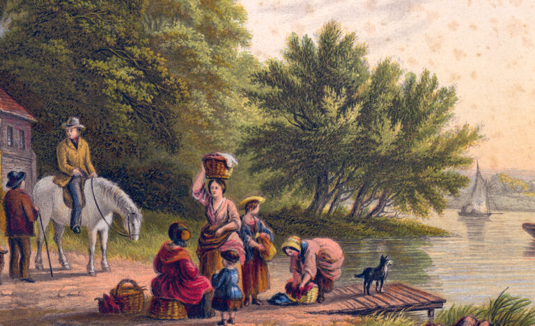 Waiting at the Ferry, LeBlond Oval Print